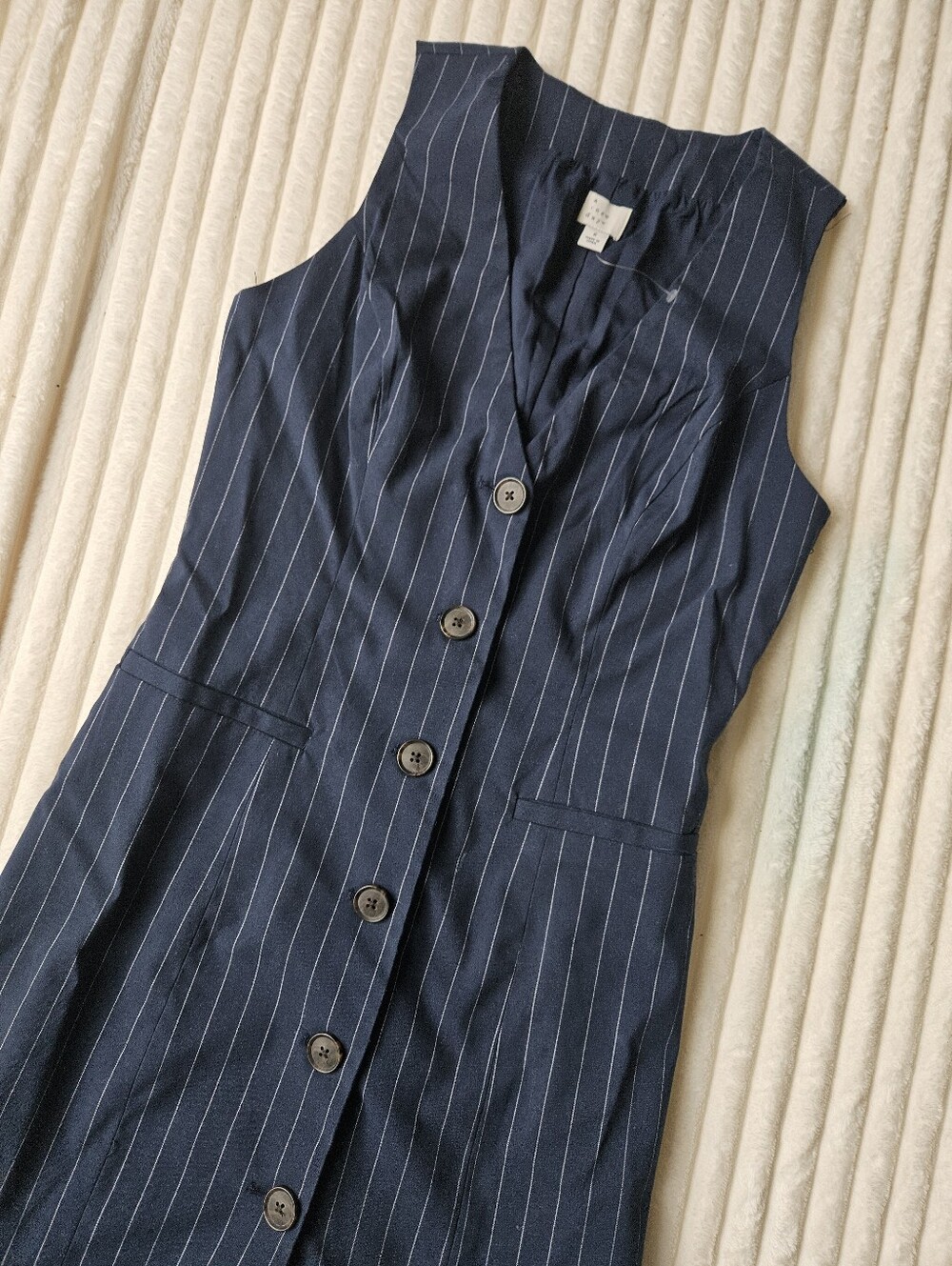 Target Navy Pinstripe Button-Front Sleeveless Dress